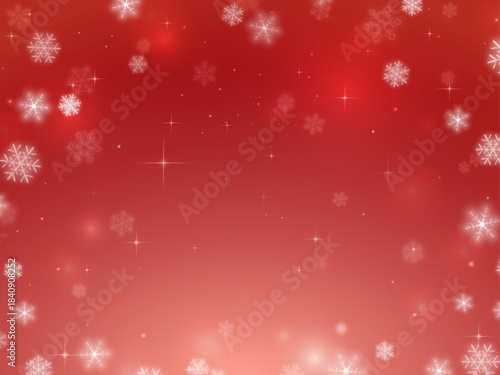 キラキラした雪が舞う背景　赤