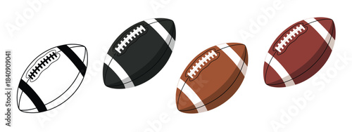 American football gridiron ball set
