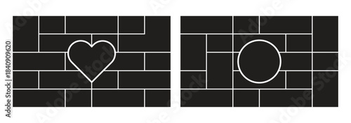 Photo collage template. Set album grids. Scrapbook images layout with frames.Template of moodboard. Vector illustration. 