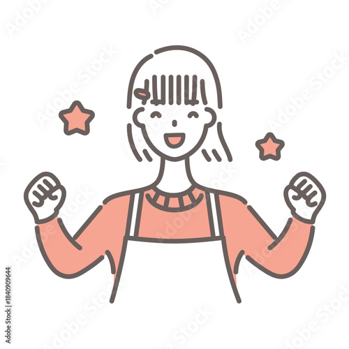 嬉しさを表現する女性のイラスト・シンプルな線画