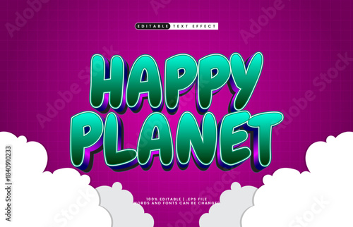happy planet editable text effect