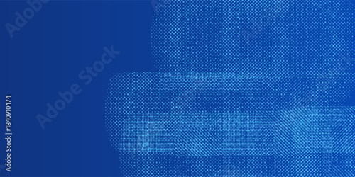 Blue pixel background. Abstract digital pattern with square elements grid. Futuristic dotted mesh with gradient effect. Geometric minimal digital design. Modern vector illustration.