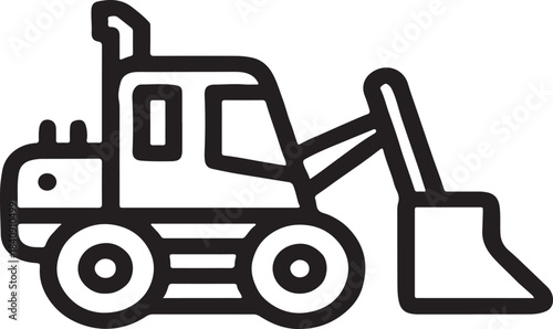 excavator machine Black line drawing of a small excavator machine