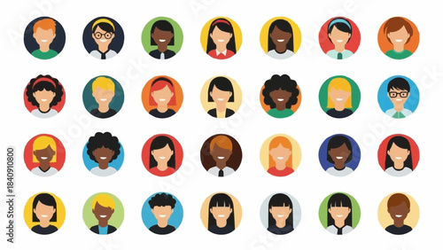 Diverse group of people avatars in a grid pattern.