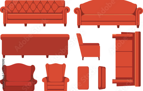 Cozy Interior: Variety of furniture elements showcase a collection of inviting pieces. The image captures the essence of comfort and elegance.