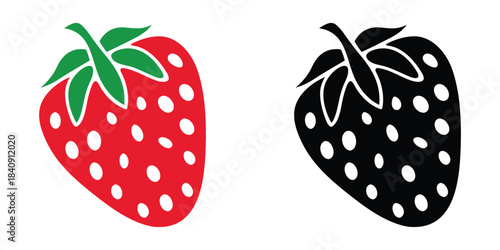Strawberry vector illustration, Garden strawberry fruit vector icon, Red strawberry. strawberry silhouette
