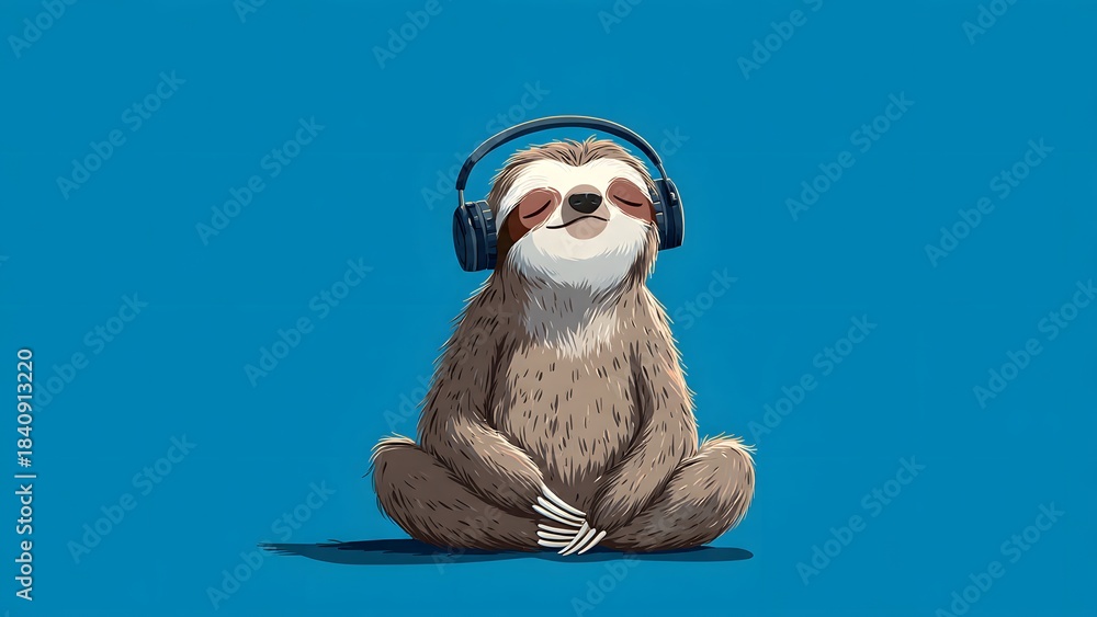 Naklejka premium Cute sloth cartoon with white background, Christmas Santa hat and winter snow decoration for the holiday season.