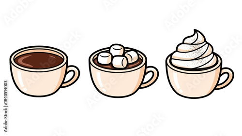 Warm Drinks Illustration Hot Chocolate and Whipped Cream