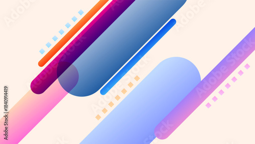 ABSTRACT BACKGROUND WITH DIAGONAL GEOMETRIC SHAPES BLUE ORANGE PUPRLE PINK GRADIENT COLORFUL DESIGN VECTOR TEMPLATE GOOD FOR MODERN WEBSITE, WALLPAPER, COVER DESIGN, LANDING PAGE