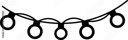 Black outline string lights on wire bulbs black and white
