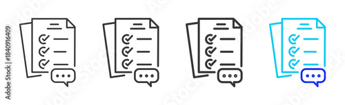 documentation review icon set in creative outline style for business featuring multiple thickness variations suitable for modern office toolkit and pro visual identity design