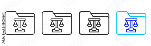 Policy Compliance icon set in creative outline style for business featuring multiple thickness variations suitable for modern office toolkit and pro visual identity design