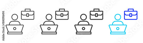 employee onboarding icon set in creative outline style for business featuring multiple thickness variations suitable for modern office toolkit and pro visual identity design