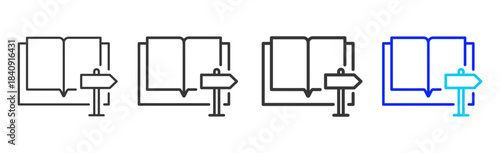 Learning Direction icon set in creative outline style for business featuring multiple thickness variations suitable for modern office toolkit and pro visual identity design