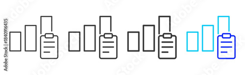 assessment tracking icon set in creative outline style for business featuring multiple thickness variations suitable for modern office toolkit and pro visual identity design