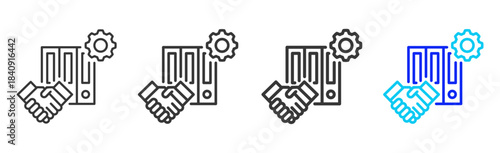 Process Alignment icon set in creative outline style for business featuring multiple thickness variations suitable for modern office toolkit and pro visual identity design