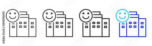 Workplace Welcome icon set in creative outline style for business featuring multiple thickness variations suitable for modern office toolkit and pro visual identity design