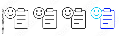 Feedback Record icon set in creative outline style for business featuring multiple thickness variations suitable for modern office toolkit and pro visual identity design