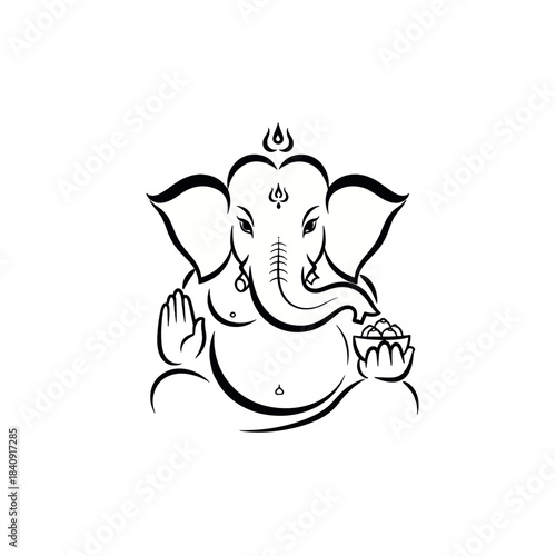 Minimalist Ganesha Line Art Vector