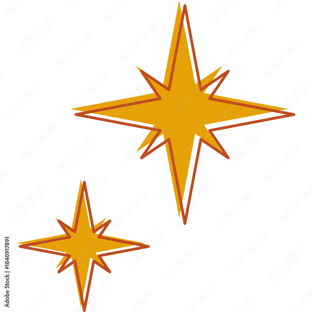 Fototapeta premium Retro Star Doodle Illustration