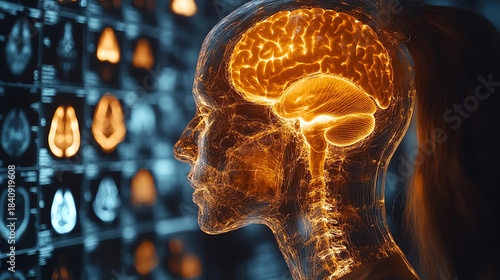 A detailed visualization of the human brain highlighting its structure and functions through advanced imaging techniques.