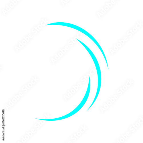 Abstract cyan curved lines on a white background, suggesting motion or a dynamic flow.
