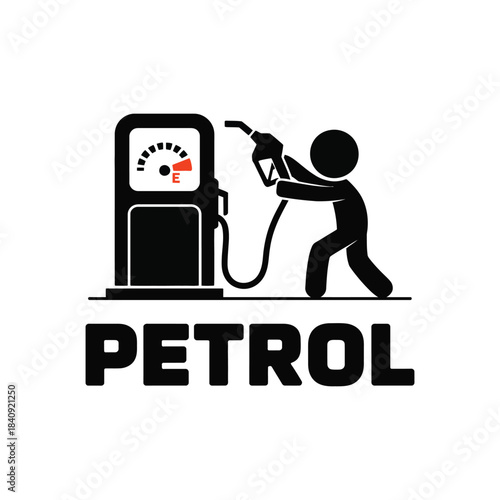 Man fueling vehicle at gas station pump silhouette illustration concept for fuel consumption and energy industry needs