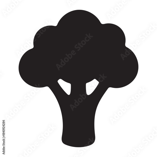 Broccoli Vegetable Silhouette Icon – Minimal Vector Garden Symbol for Diet and Nutrition Design