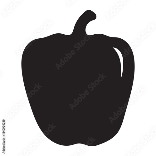 Bell Pepper Vegetable Silhouette Icon – Minimal Vector Capsicum Symbol for Food and Cooking Design