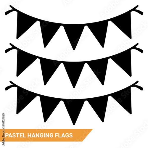Pastel Hanging Flags Carnival Garland silhouettes