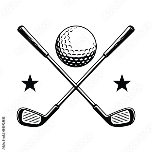  Golf club silhouette set featuring clean line art logos, minimal vector icons, elegant sports equipment shapes,