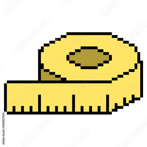 Pixel measure line vector for construction games and 8-bit design tools. Symbolizes length, precision, and simple pixelated rulers or tape measures.