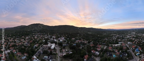 La Falda, Cordoba: Aerial view at sunset