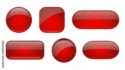 Free Download Collection of glossy red buttons in various shapes on a dark backgroun - GFXLoad