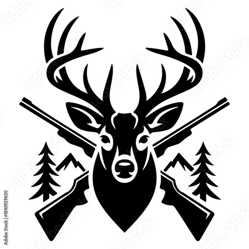 Deer hunting black logo silhouette