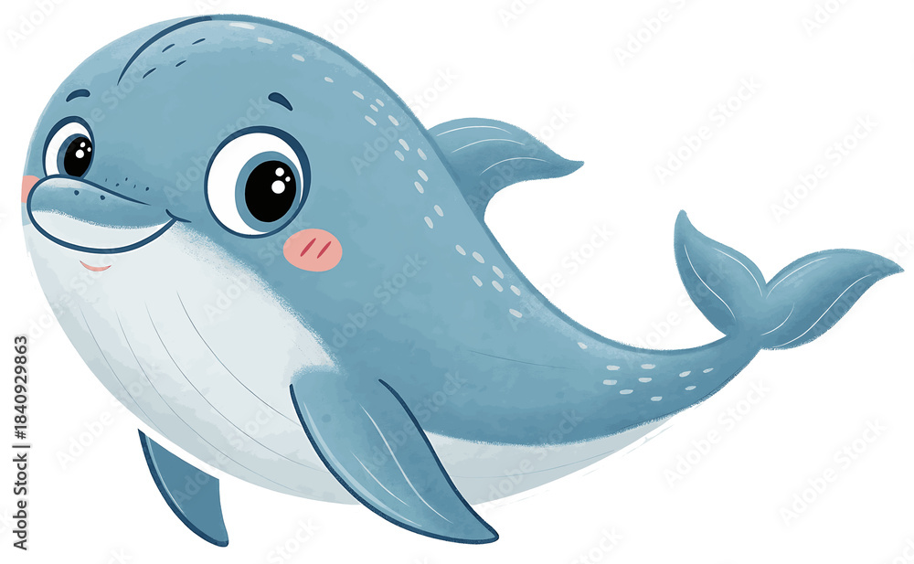 Fototapeta premium Illustration of cute fat Dolphin on white