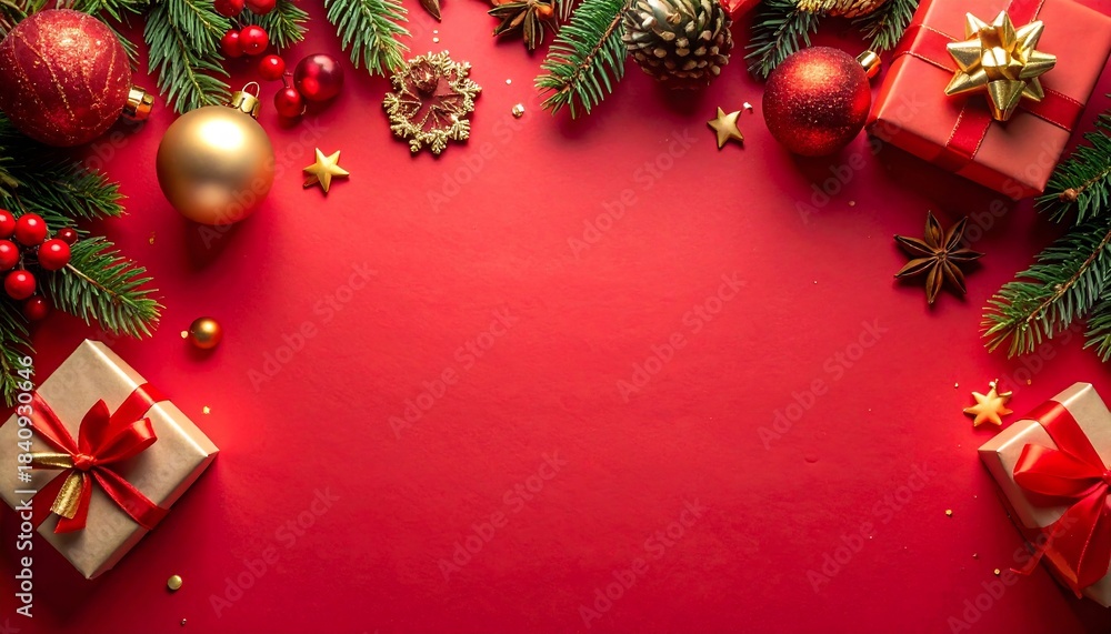 Christmas Tree with Red Balls and Stars Background - Adobe Stock Christmas Tree with Red Balls and Stars Background - Adobe Stock