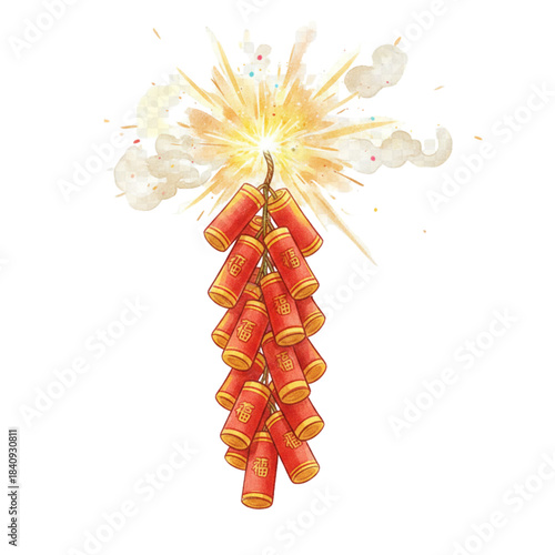 christmas tree with red ribbon Chinese new year 