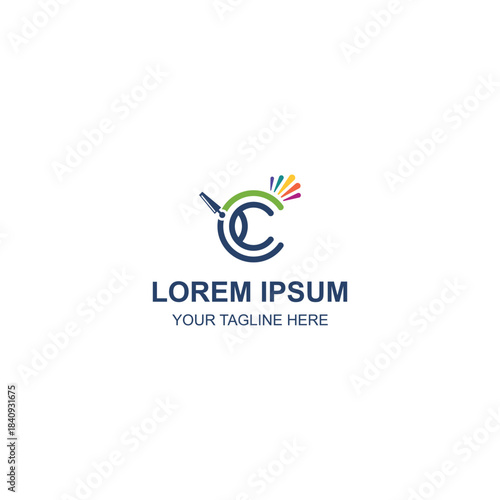 Pen Stationery Letter C Logo Design with Creative Illustration