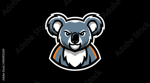 Fierce koala bear head mascot illustration for sports or esports team logo design concept