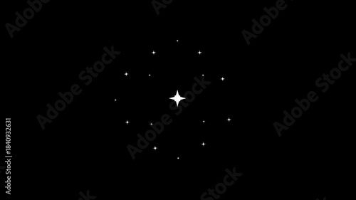 Wallpaper Mural Twinkling stars animation, Magical glowing twinkle stars with sparkling doodle shine and bright glitter effects, motion graphics in After Effect on black screen background. Torontodigital.ca