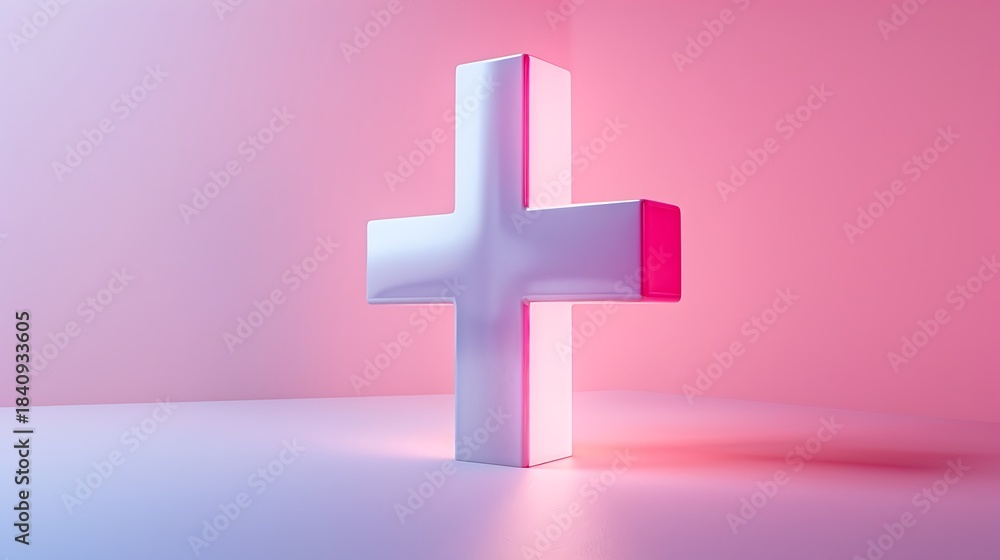 Obraz premium Minimal 3d medical cross floating with soft glow on gradient medical healthcare concept professional background high resolution stock photo
