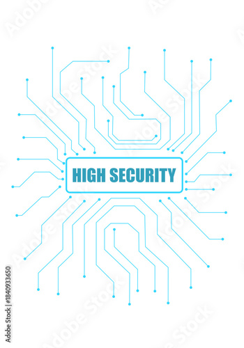 High-security digital circuit glowing in blue on a dark tech background