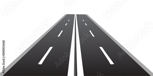 Road winding highway. Winding road isolated. Background of the road to the horizon in perspective. Curvy asphalt empty line isolated vector concept.