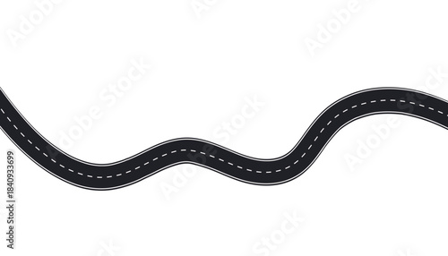 Road winding highway. Winding road isolated. Background of the road to the horizon in perspective. Curvy asphalt empty line isolated vector concept.