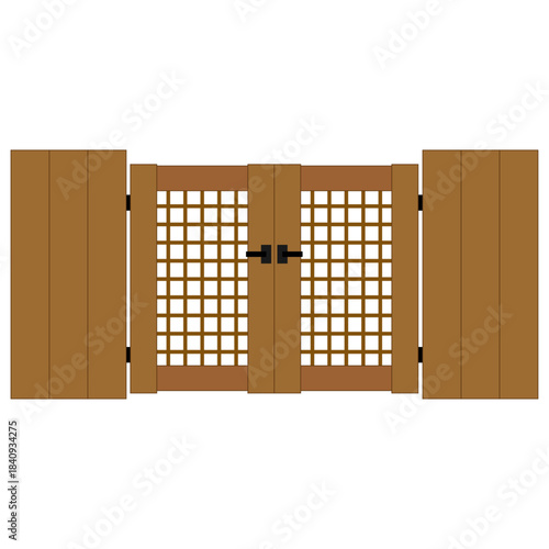 シンプルな木製の門扉のイラスト素材