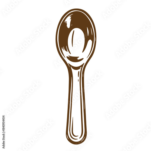 Brown sketch of a vintage spoon isolated on white background for culinary designs