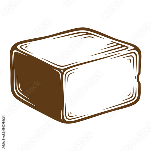Brown sketch vintage style illustration of a square isolated on a white background