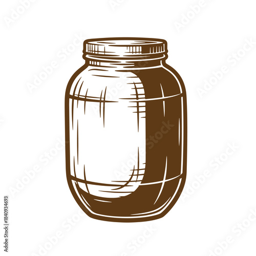 Classic brown sketch vintage jar illustration with detailed lines and clean white background