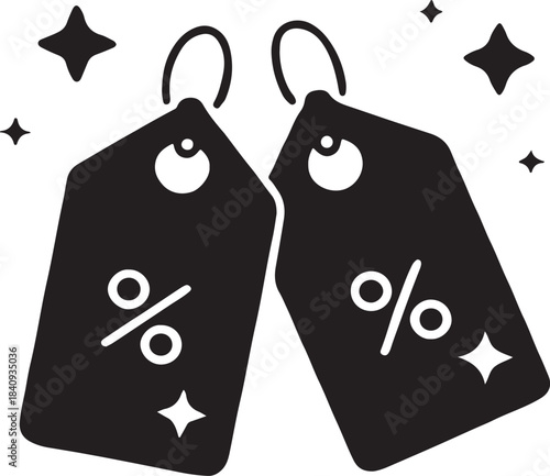 discount tags with percentage symbols